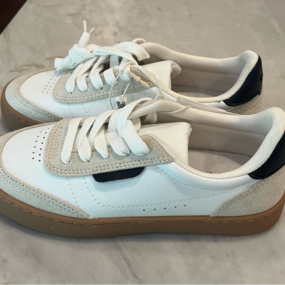Zara Kids White and Tan Sneakers